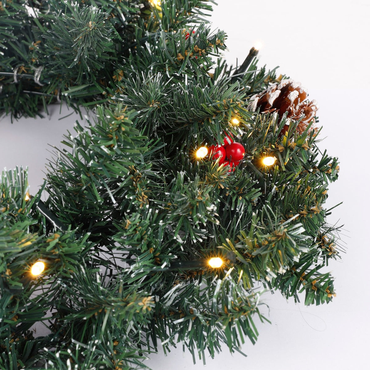 Crestom Christmas Tree 2Pc And Round Wreath 1pc With Led Battery Operated Set