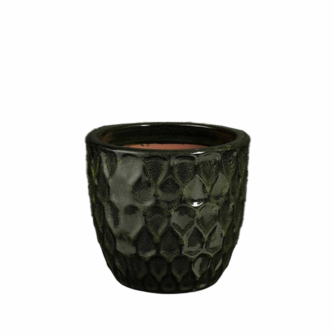 Nevis Round Pot - Dark Green