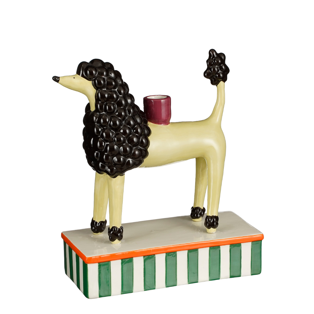 Candleholder dog l. yellow - l23,5xw10,5xh28,5cm