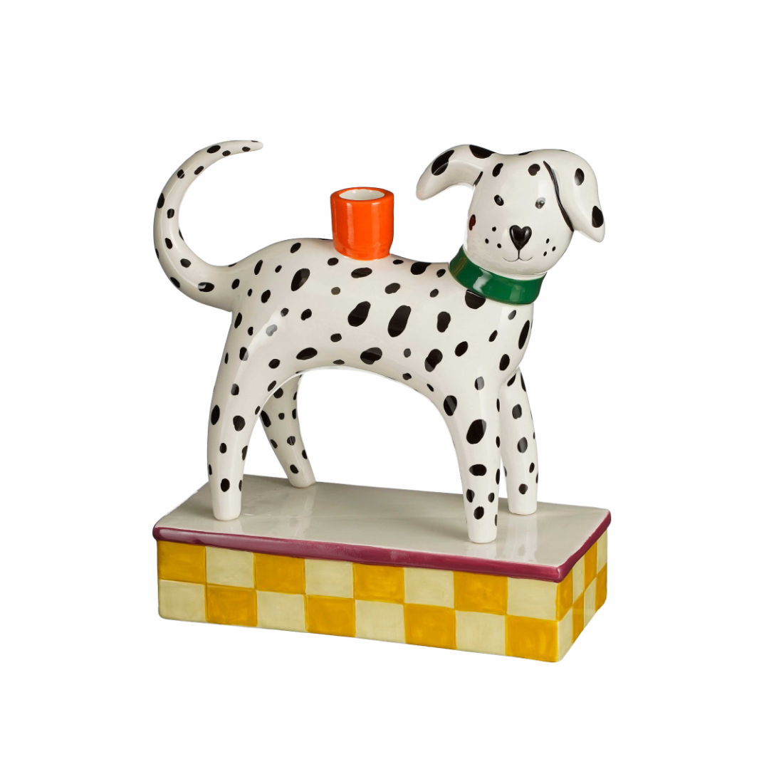 Candleholder dog white - l25,5xw10,5xh26,5cm