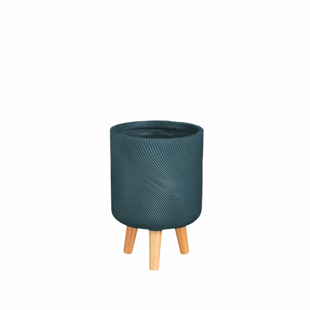 Lima Round Pot On Stand - Blue FSC 100%
