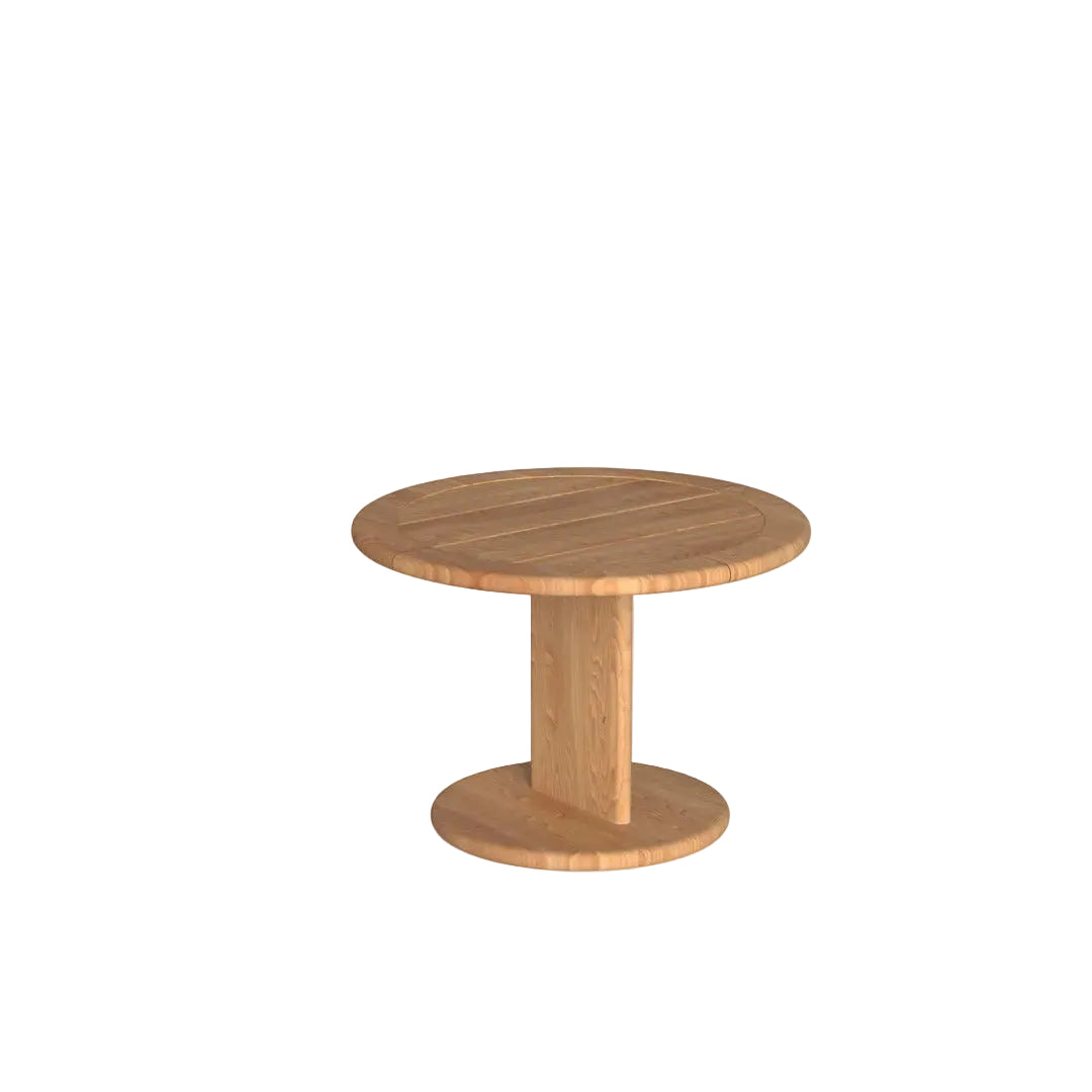 Wooden round table on a white background