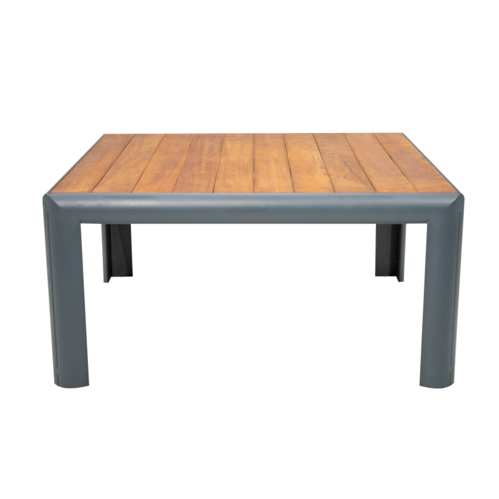 Miami Patio L-Shape Sofa Set Teakwood Aluminum With Grey Cushion