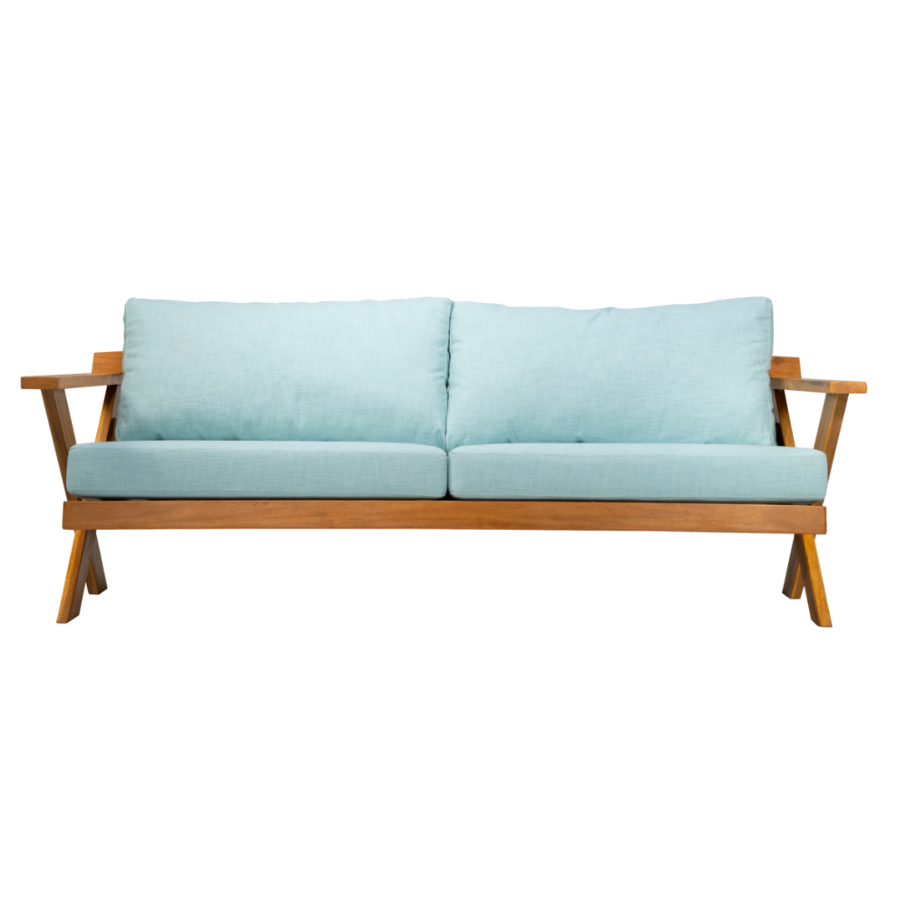 Santiago Three Seater Sofa Set With Table -Light Blue Cushion