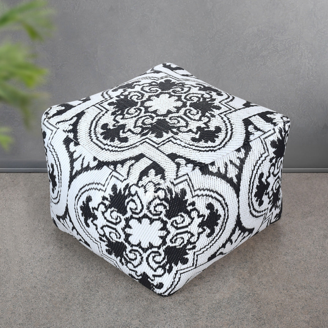 Deneb Pouf - Ivory / Charcoal