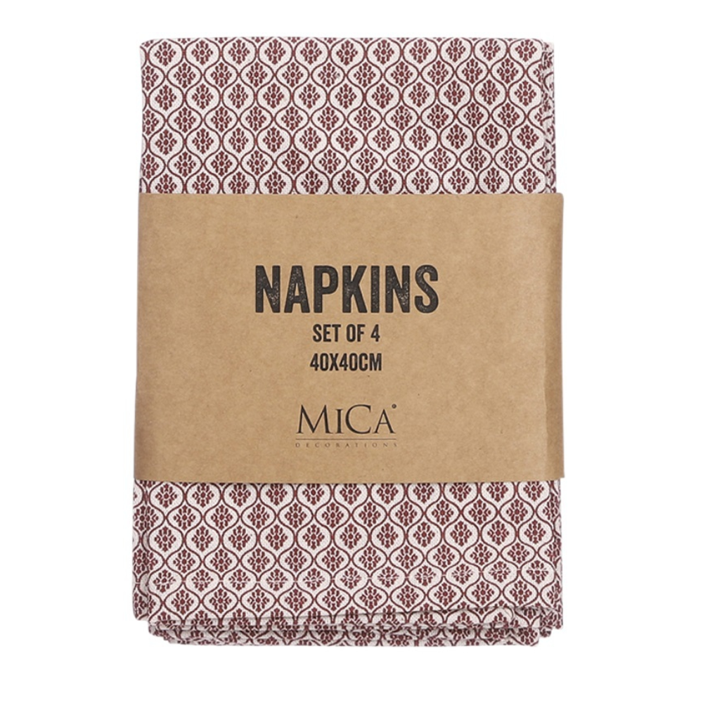 Badhi Napkin Set Of 4 Pcs-Brown