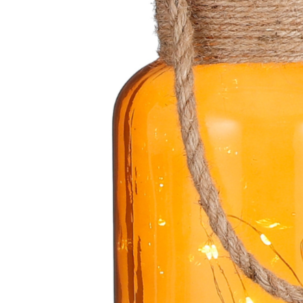 Decorative Outdoor Glass Jar With 25 LED Lights-Yellow