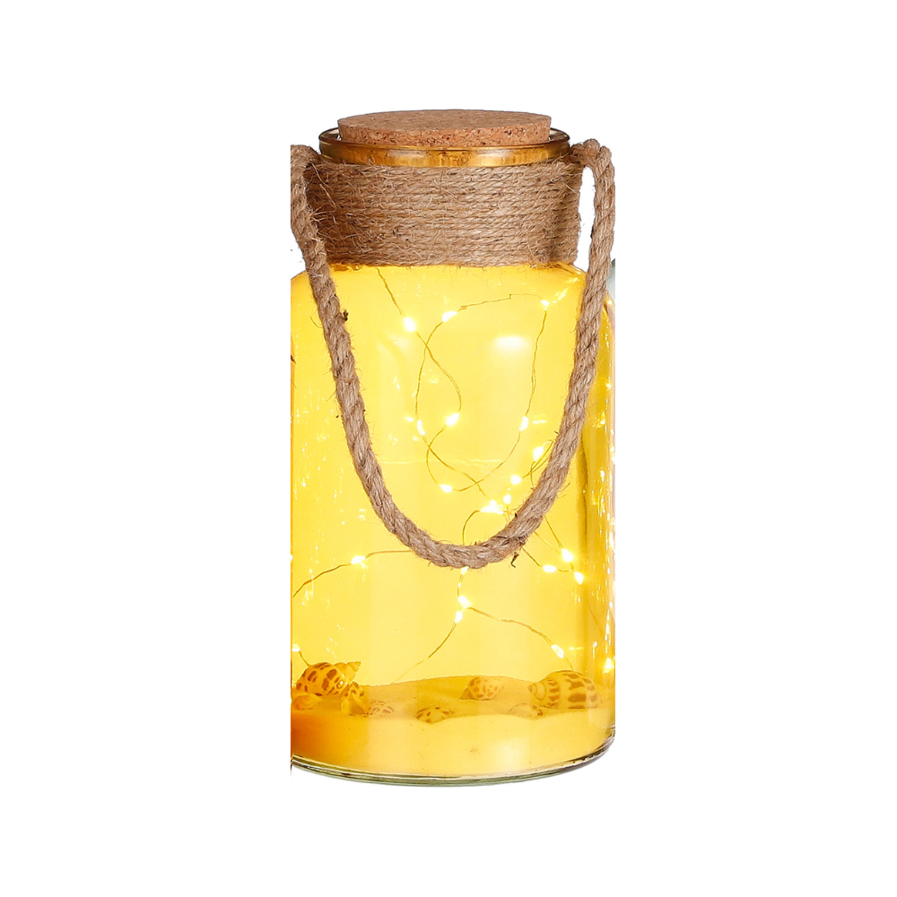 Decorative Outdoor Glass Jar With 25 LED Lights-Yellow