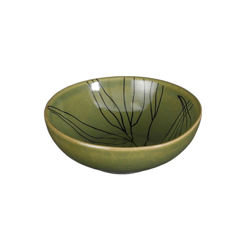 Tabo Stoneware Ceramic Branch Bowl- Green