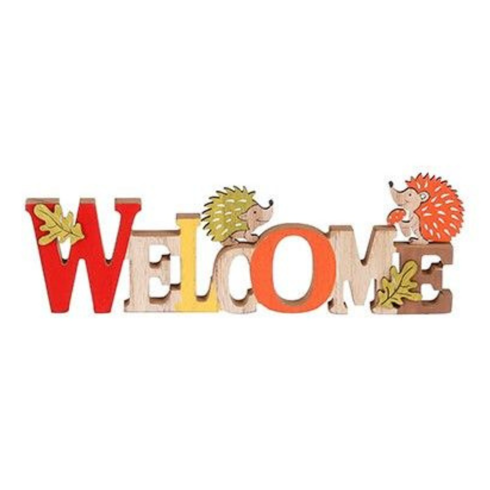 Wall Hanging D√©cor ''WELCOME'' Made of Birch Wood Brown