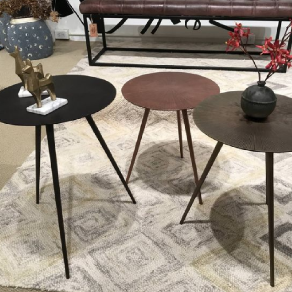 Pontus Round (L) Side Table-Brown
