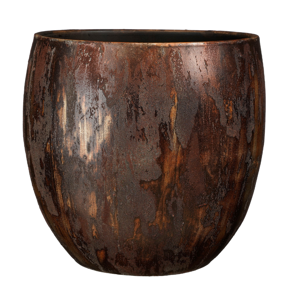 Roel Round Pot Rust Brown (L)
