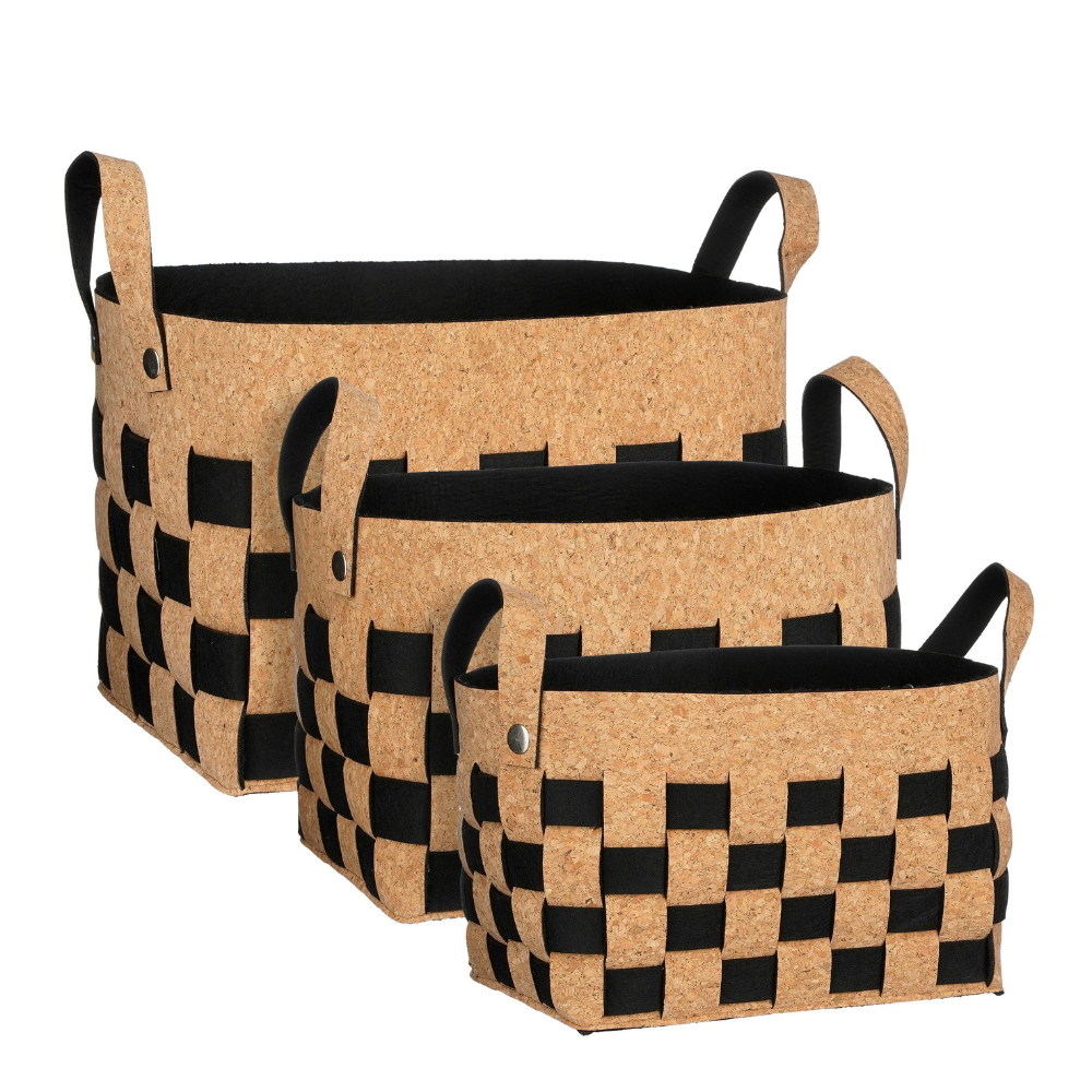 Suncoast Basket Rectangle Set Of 3  - Black