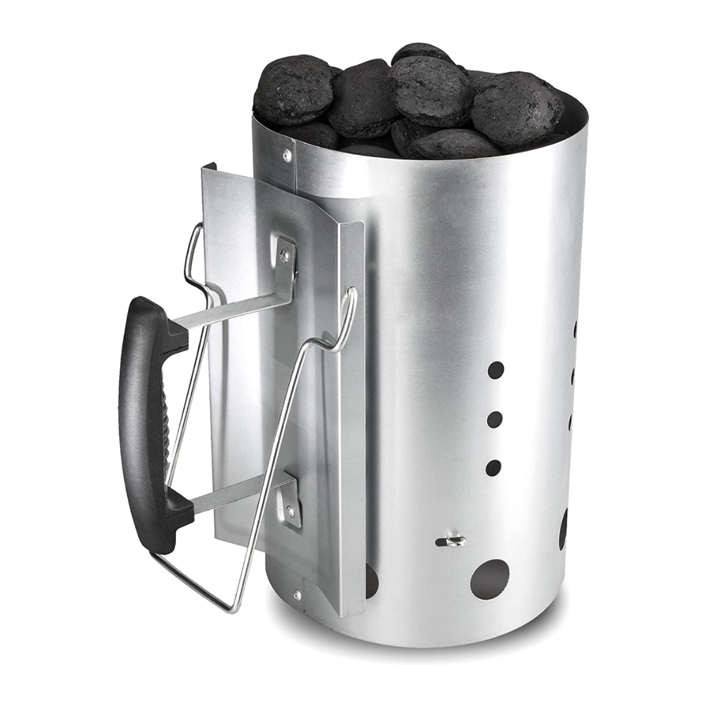 Charcoal Chimney Starter Made of Galvanized Steel - Silver