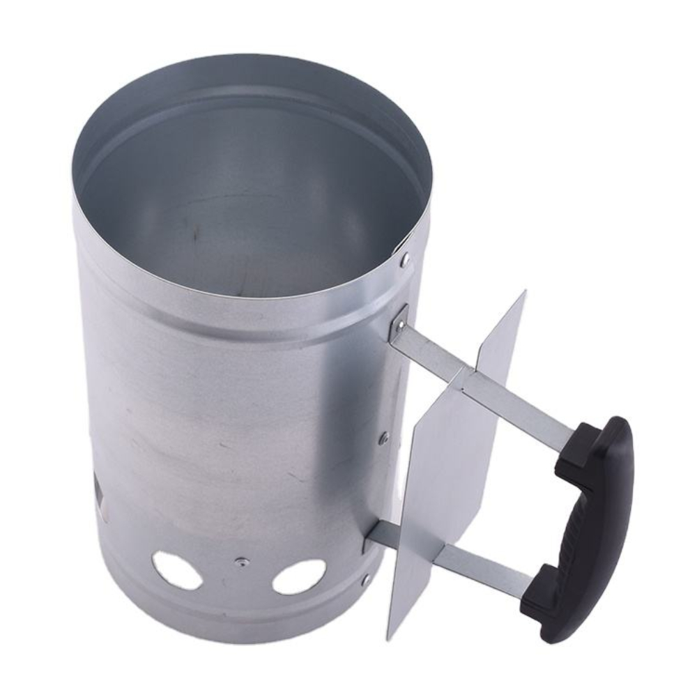 Charcoal Chimney Starter Made of Galvanized Steel - Silver