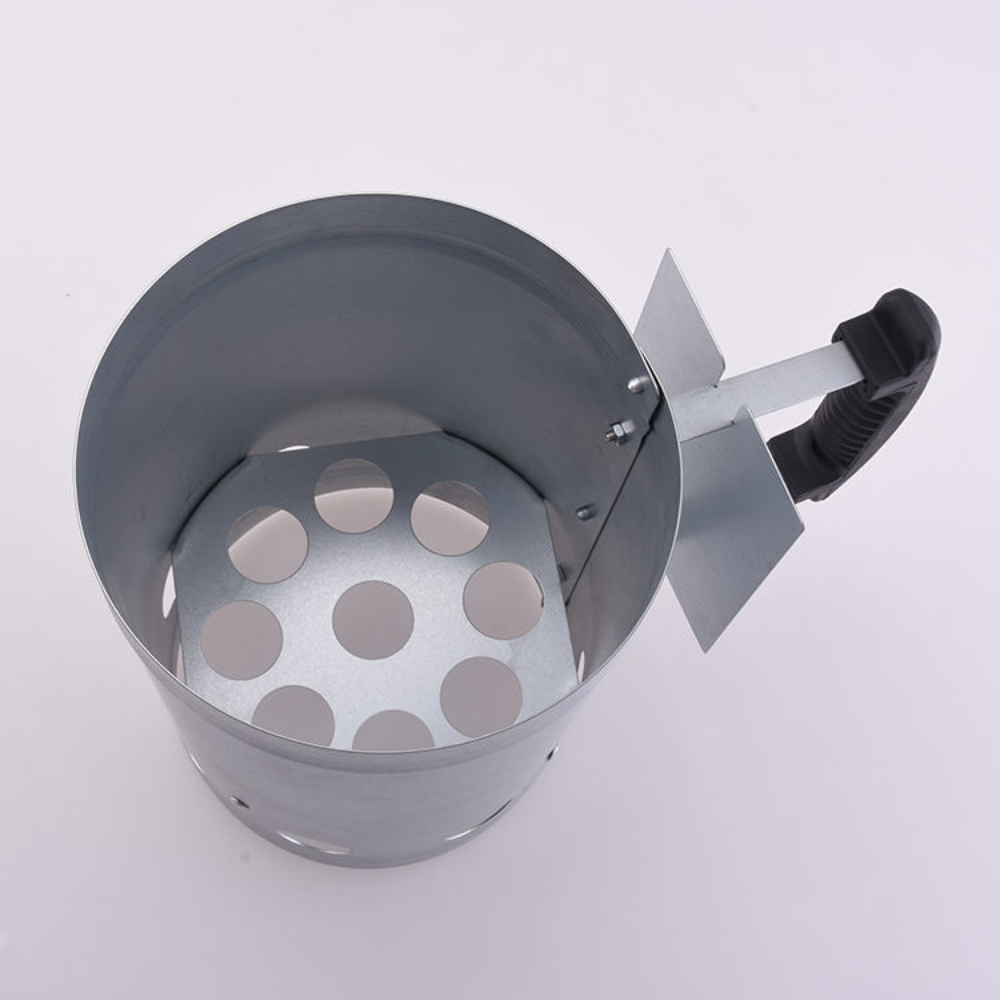 Charcoal Chimney Starter Made of Galvanized Steel - Silver