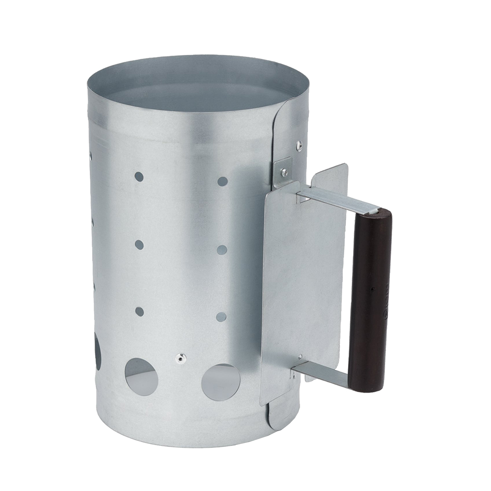 Charcoal Chimney Starter Made of Galvanized Steel - Silver