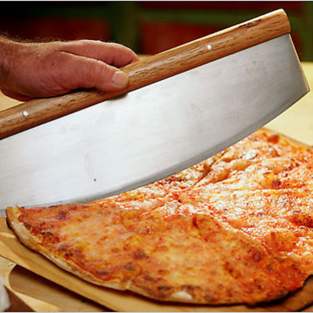 Long Pizza Cutter Wood & Stainless steel