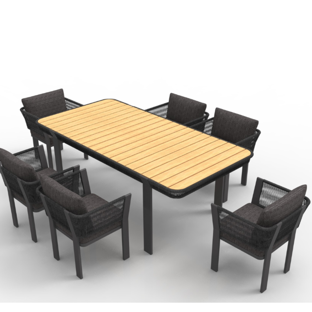 Borromeo Dining Set 6 Seater-Black