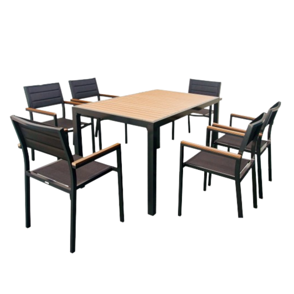 Auto Square Table And Arm Chair - 6 Seater