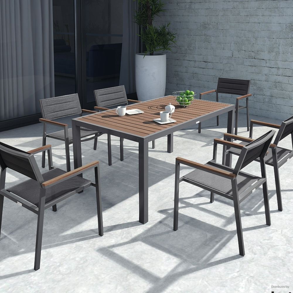 Auto Square Table And Arm Chair - 6 Seater