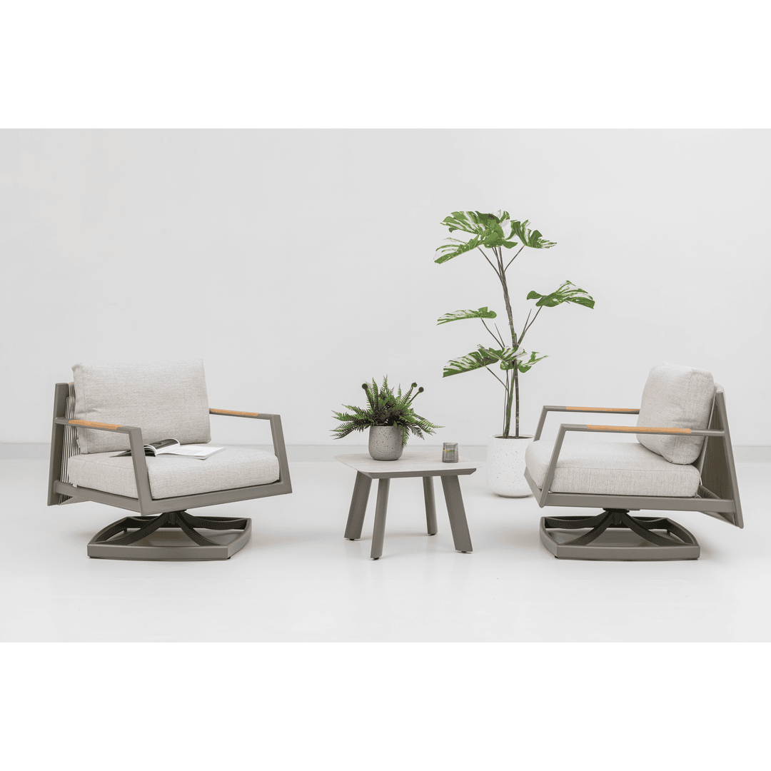 Pioneer 2-Seater Swivel Chair Set - Champagne