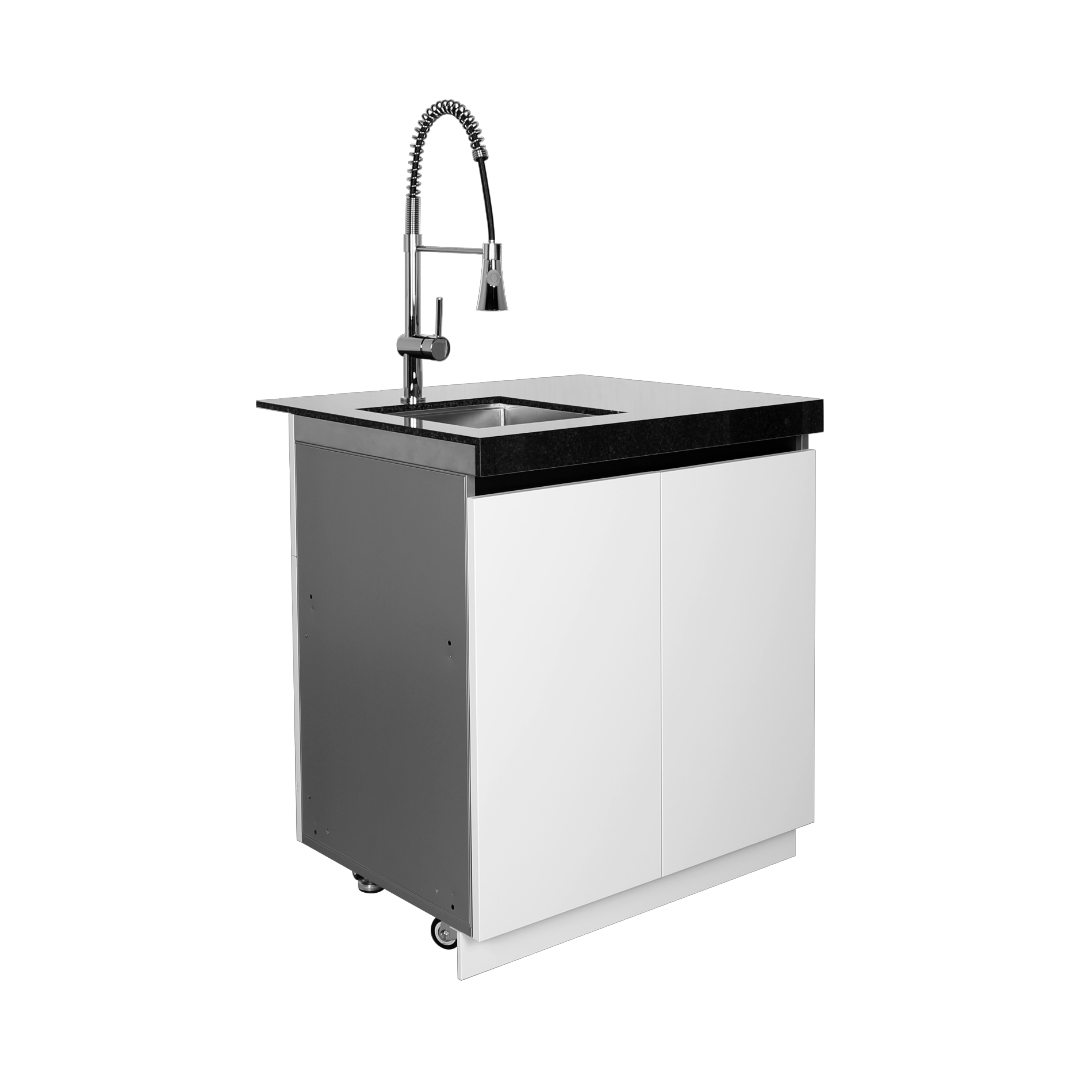 Creamy White Big Sink with Oak Cutting Board