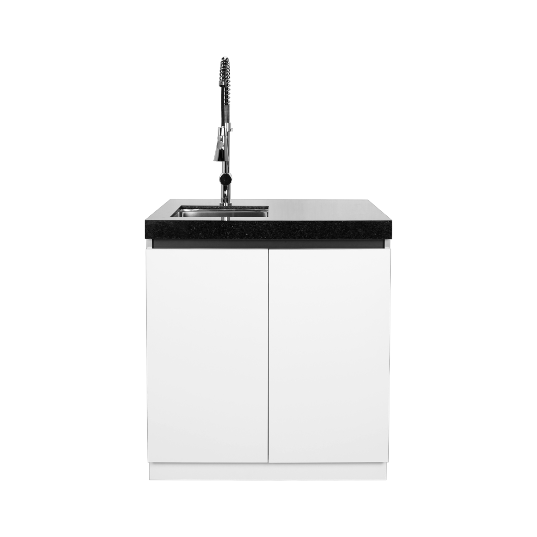 Creamy White Big Sink with Oak Cutting Board