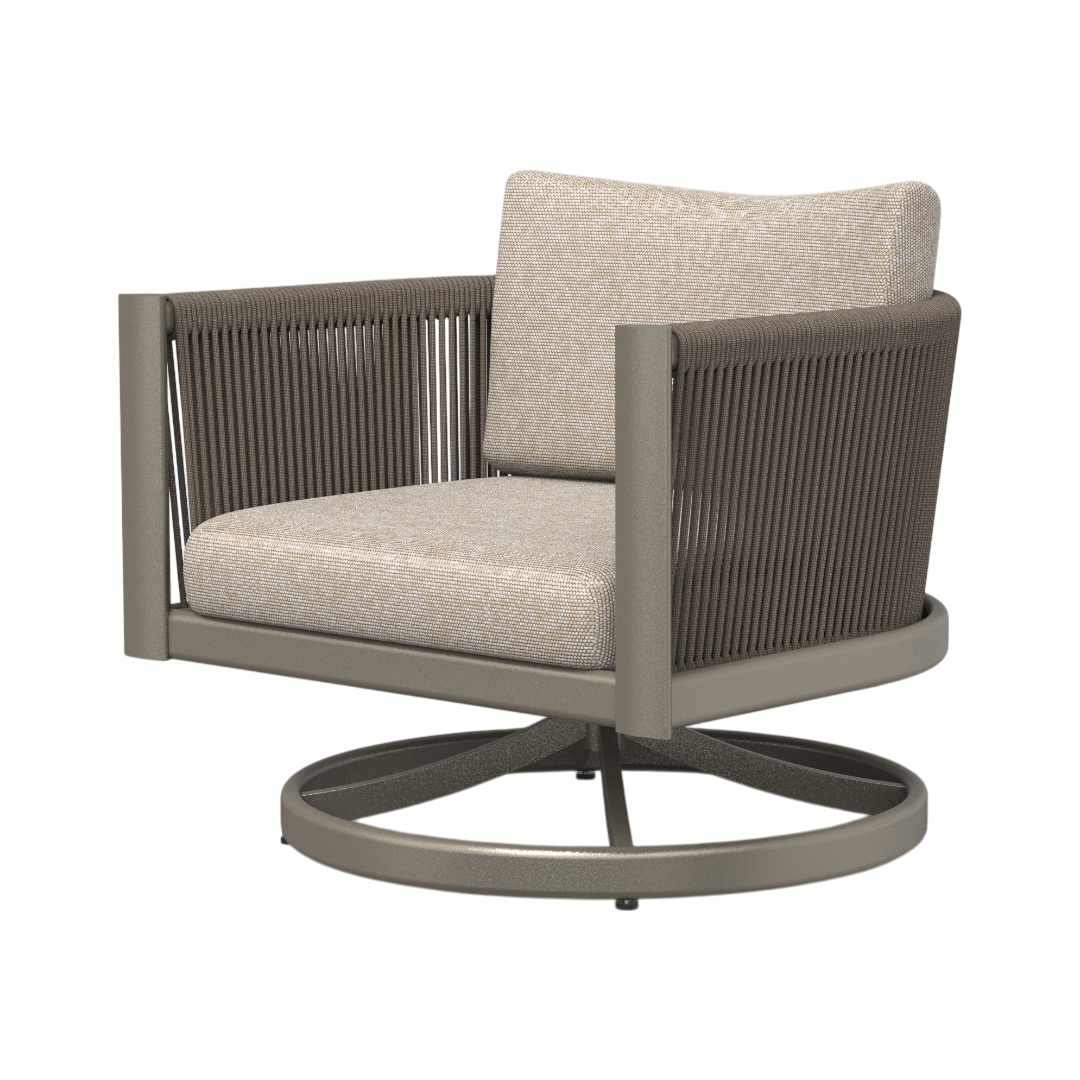 Apollo Swivel Armchair - Brown & Beige