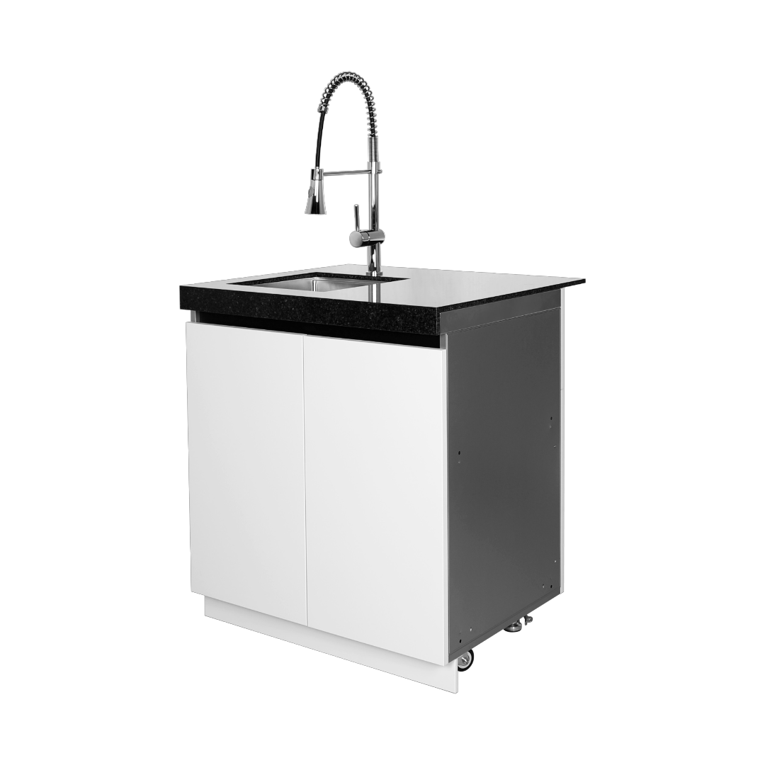 Creamy White Big Sink with Oak Cutting Board