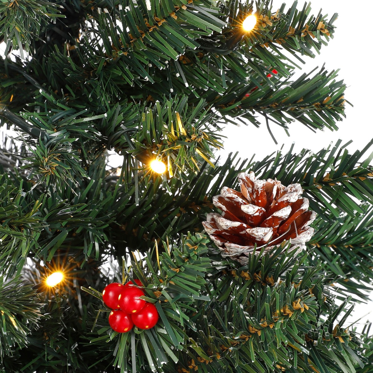 Crestom Christmas Tree 2Pc And Round Wreath 1pc With Led Battery Operated Set