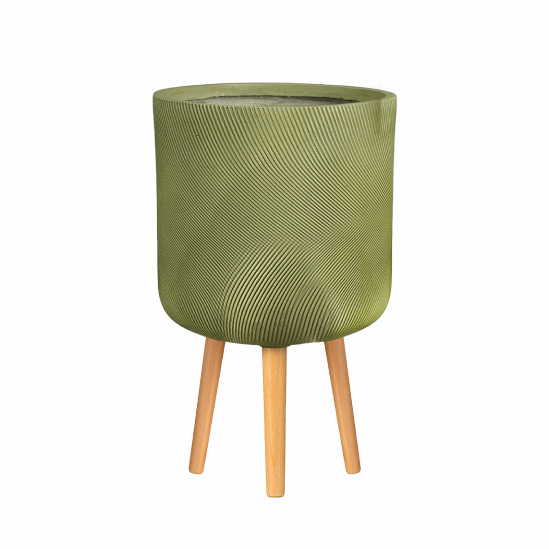 Lima Round Pot On Stand - Green FSC 100% 