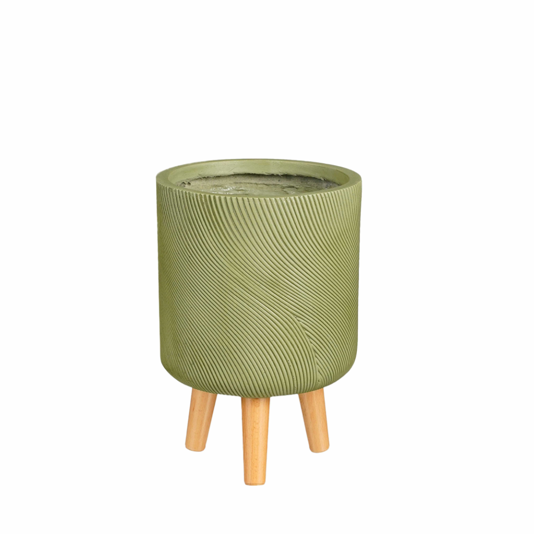 Lima Round Pot On Stand - Green FSC 100% 