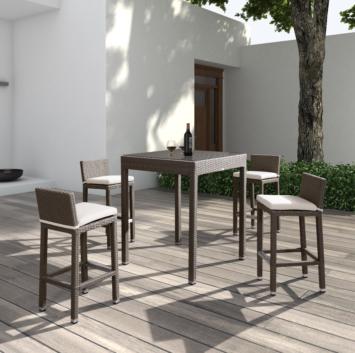 Clover 4-Seater Bar Set-Brown