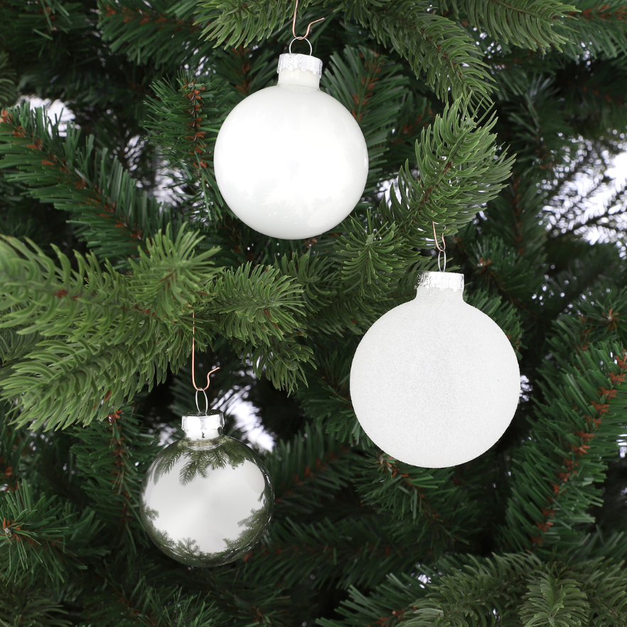 Christmas Glass Bauble White 42 Pcs