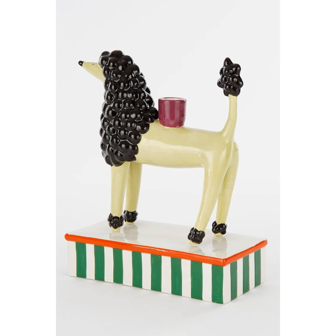 Candleholder dog l. yellow - l23,5xw10,5xh28,5cm