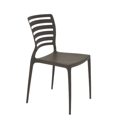 Sofia Armless Chair With Horizontal Backrest- Brown