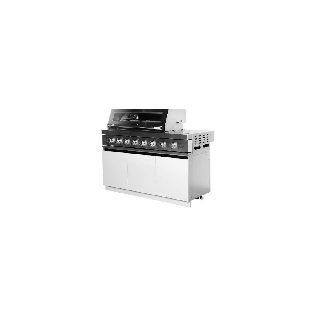 6 Burner Creamy White BBQ with Rotisseries & Charcoal Tray