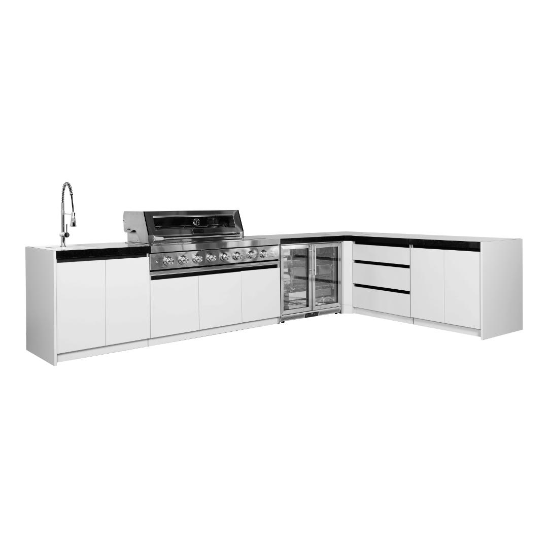 6-Burner BBQ Set With Rotisseries & Charcoal Tray - Creamy White