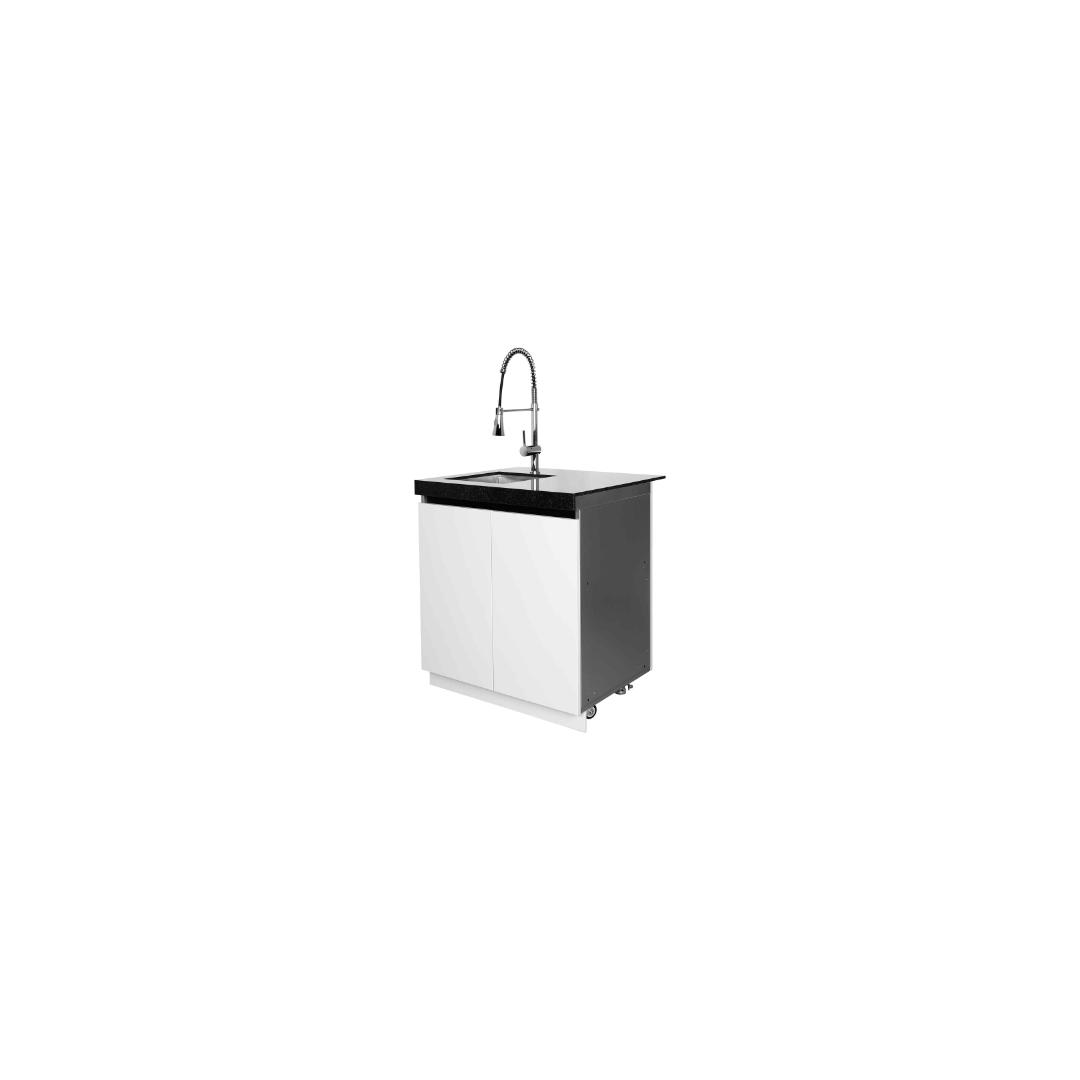Creamy White Big Sink with Oak Cutting Board
