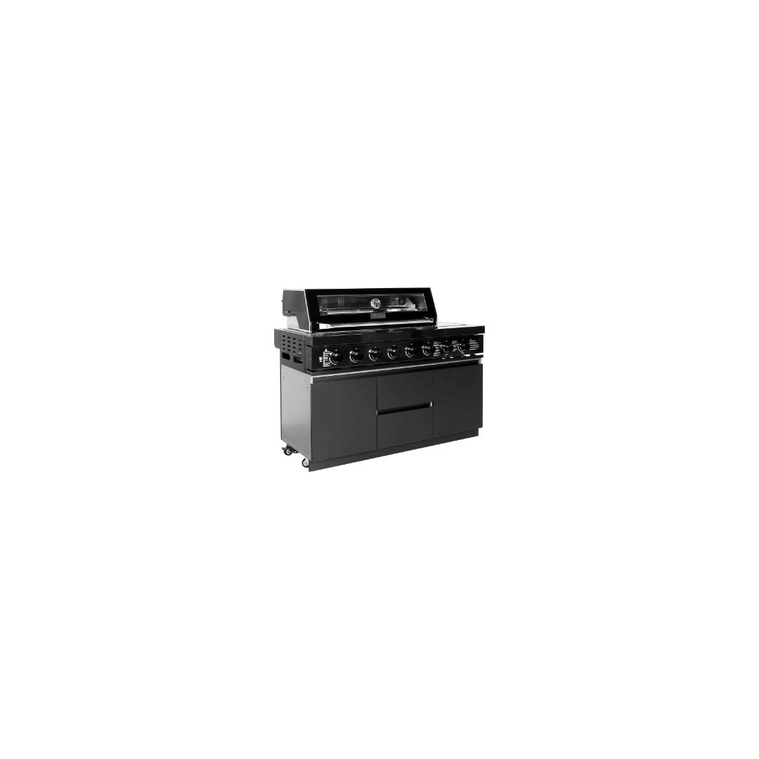 6-Burner BBQ Set With Rotisseries & Charcoal Tray - Black