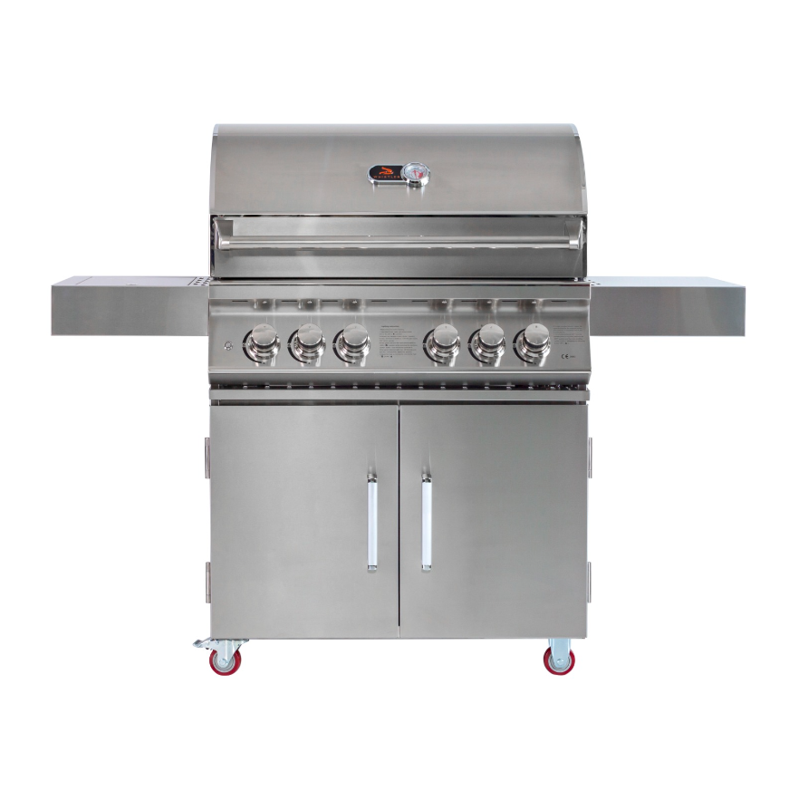 Freestanding 3 Burner Gas Grill With Infrared Side Burner With Stainless Steel Rotisseries