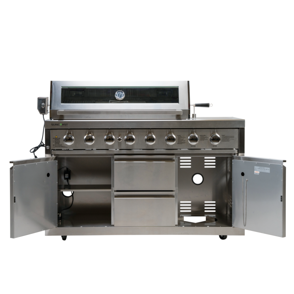 Stainless Steel 6 Burner Gas Grill With Rotisserie - Silver