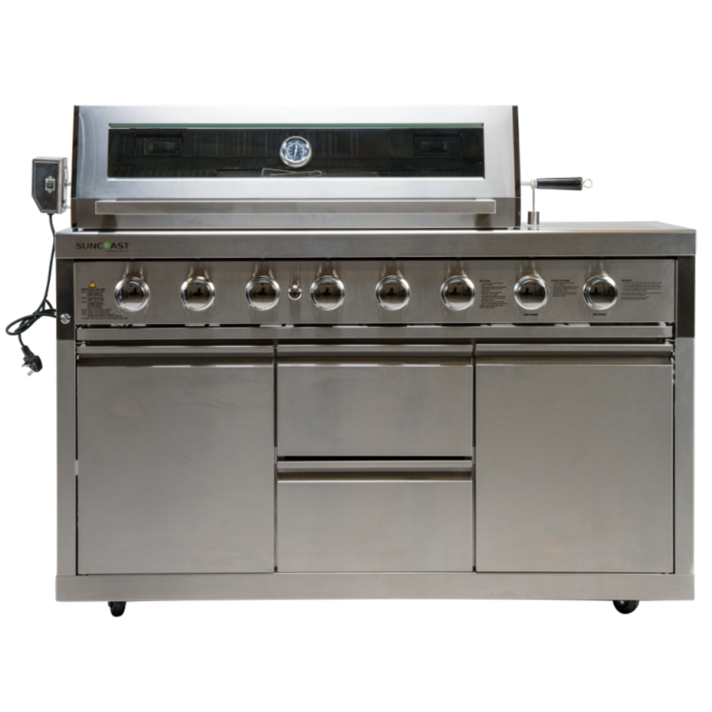 Stainless Steel 6 Burner Gas Grill With Rotisserie - Silver