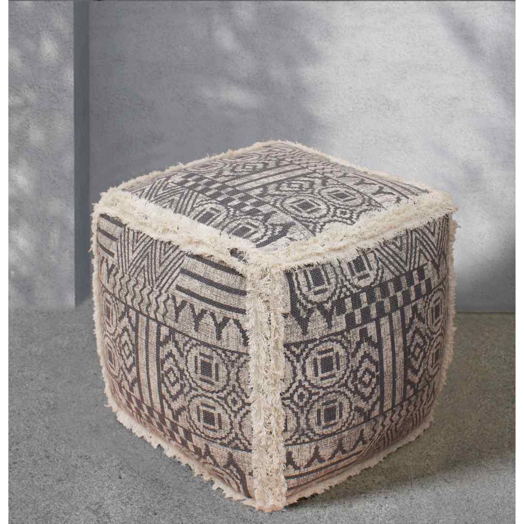 Carterlane Pouf - Grey / Ivory