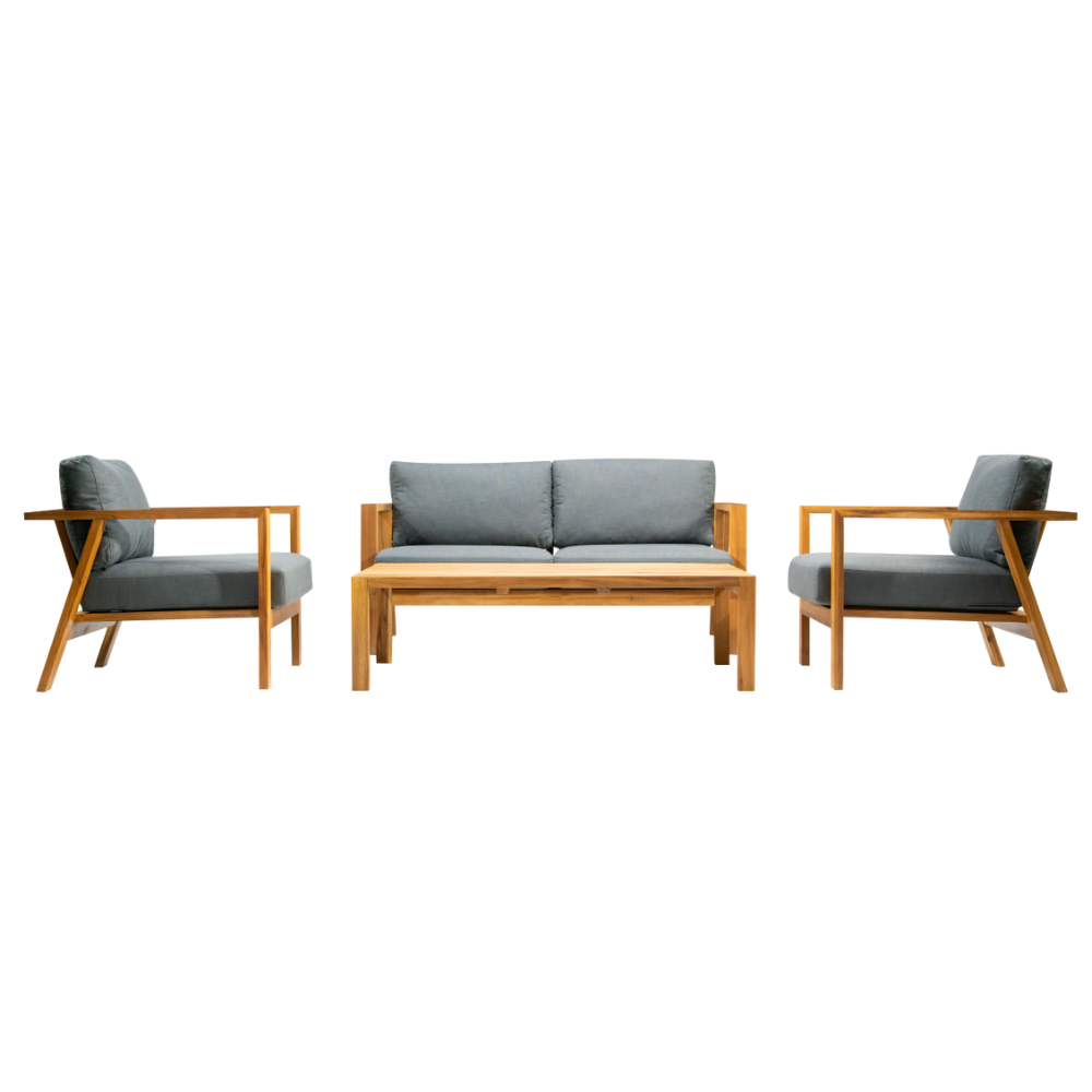 Icarus Four Seater Sofa Set with Table - Grey