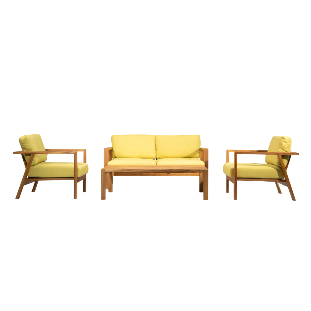 Icarus Four Seater Sofa Set with Table - Yellow