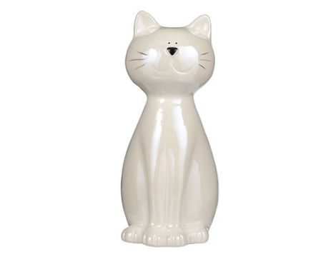 Cat Statue Porcelain White 