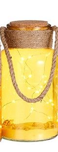 Decorative Outdoor Glass Jar With 25 LED Lights-Yellow