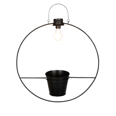 Dimitri Outdoor Solar Lamp With Pot Black